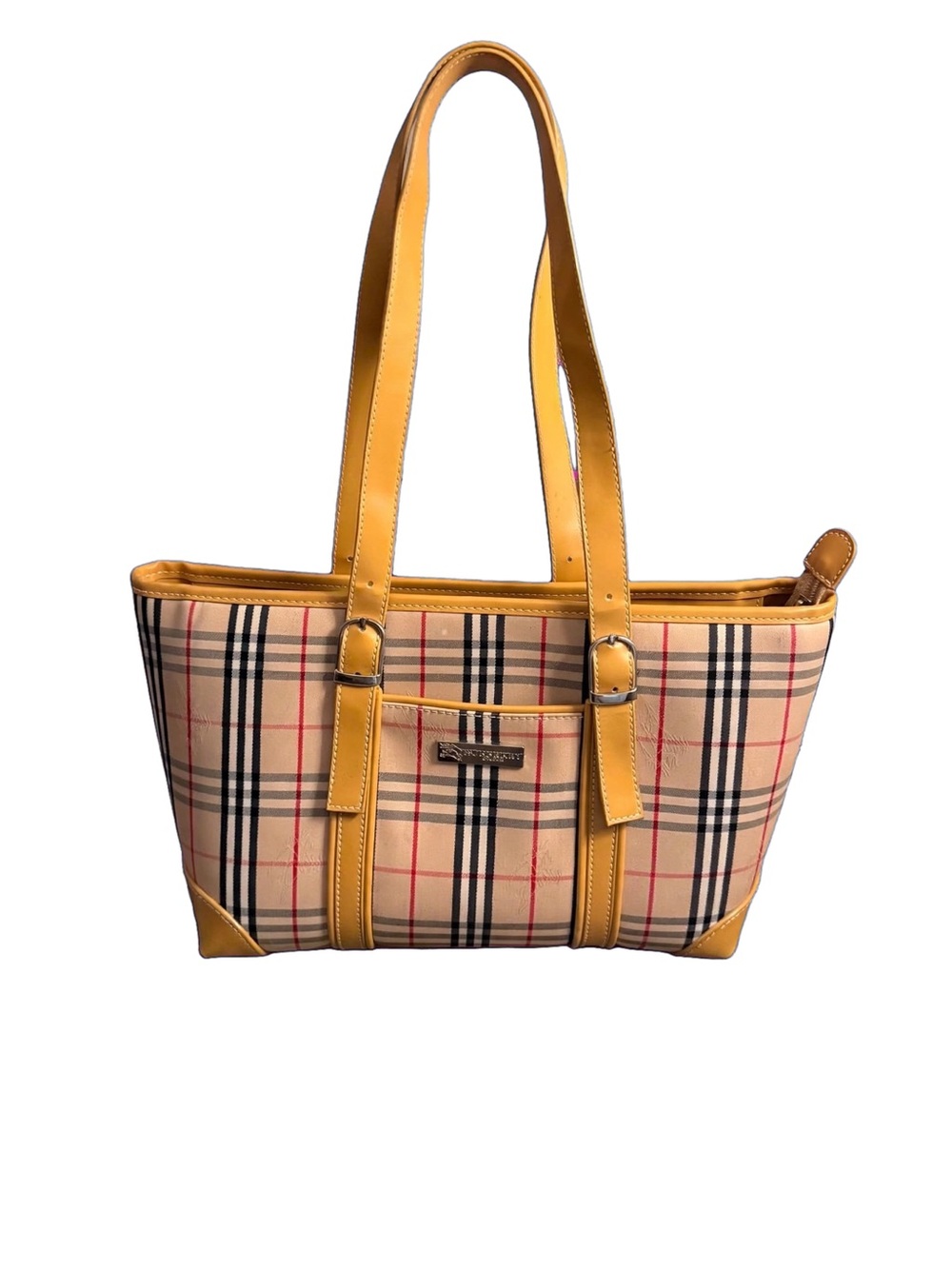 Burberry Yellow Trim Classic Check Shoulder Bag